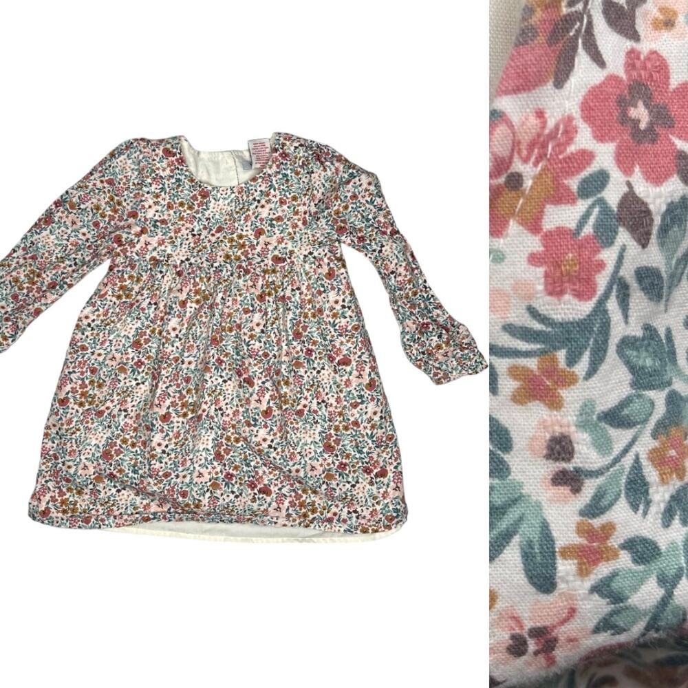 Haute Hippie Girls Floral Dress 5T Long Sleeve Cream Pink Boho Ditsy Micro Print